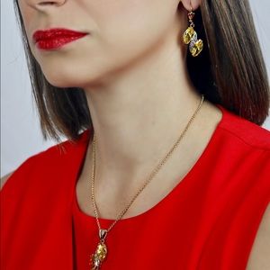 18K Gold plated with Yellow crystal Jewelry set